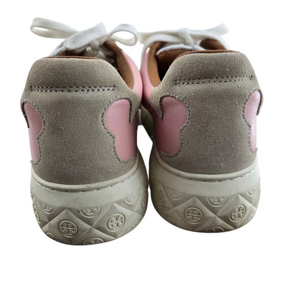 Tory Burch Ladybug Platform Sneakers Womens 9 White Leather Pink Low Top Logo - Picture 8 of 14